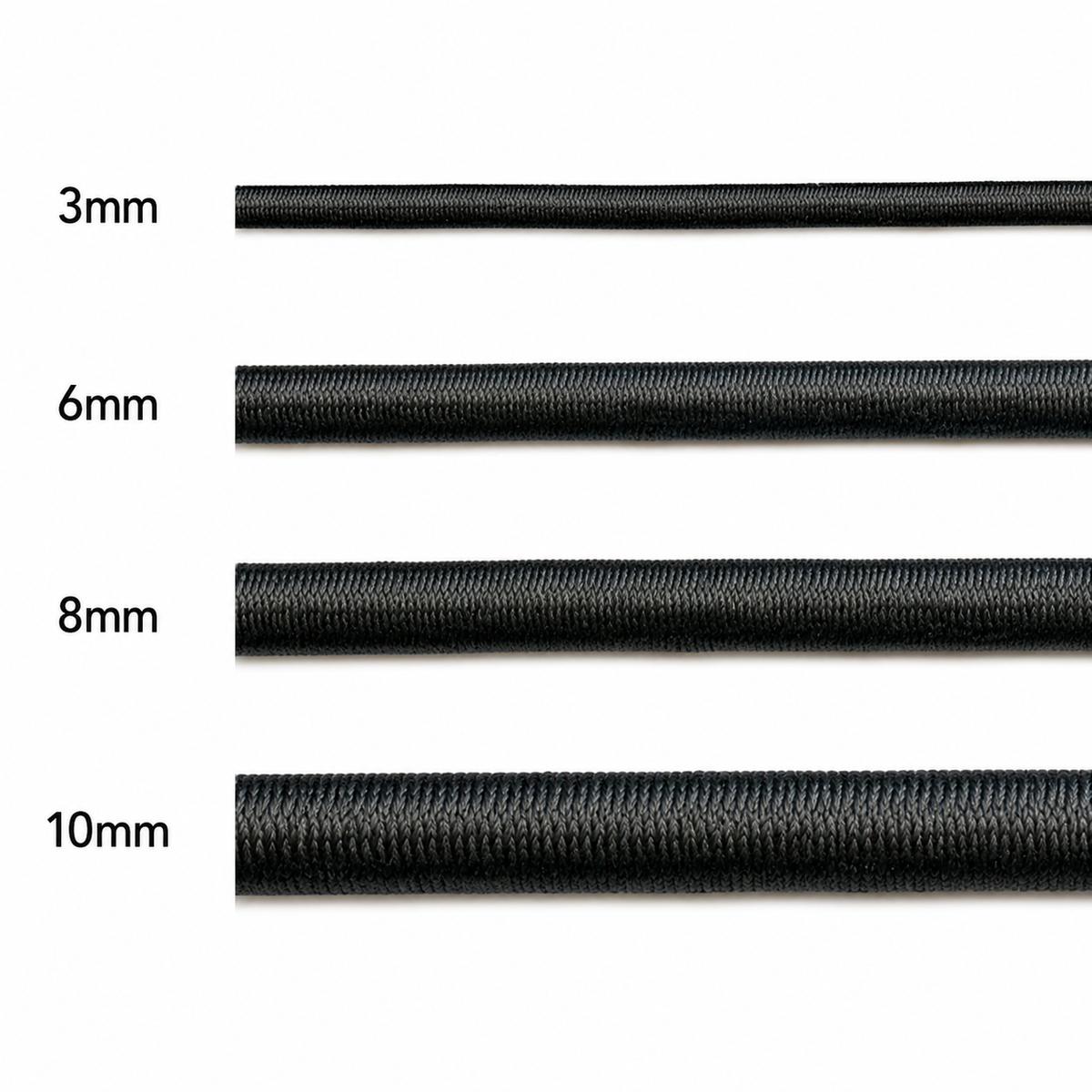 Shock Cord – Black Elastic Bungee Cord (3mm–10mm)
