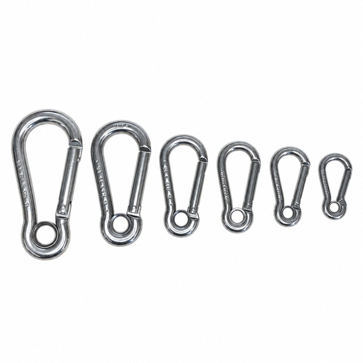 Carabiner Hook with Enclosed Eye - Tested - Anti-Snagging - AISI 316 Stainless Steel