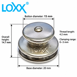 LOXX® Wide Head Hybrid Button – Stainless Steel with Nickel-Plated Brass Thread – LOX06SB
