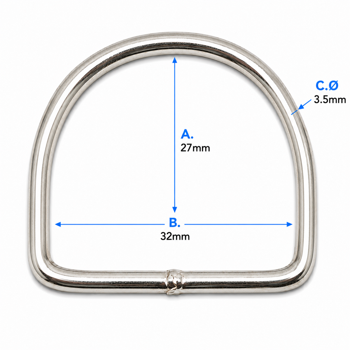 Welded 'D' Ring - Nickel Plated