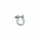 Small galvanised steel bow shackle with hex nut screw pin on brilliant white background
