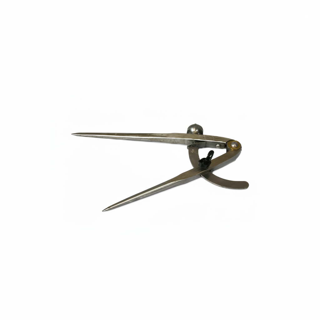 Steel wing divider compass tool on white background
