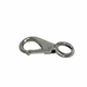 Single stainless steel fixed eye snap hook on brilliant white background