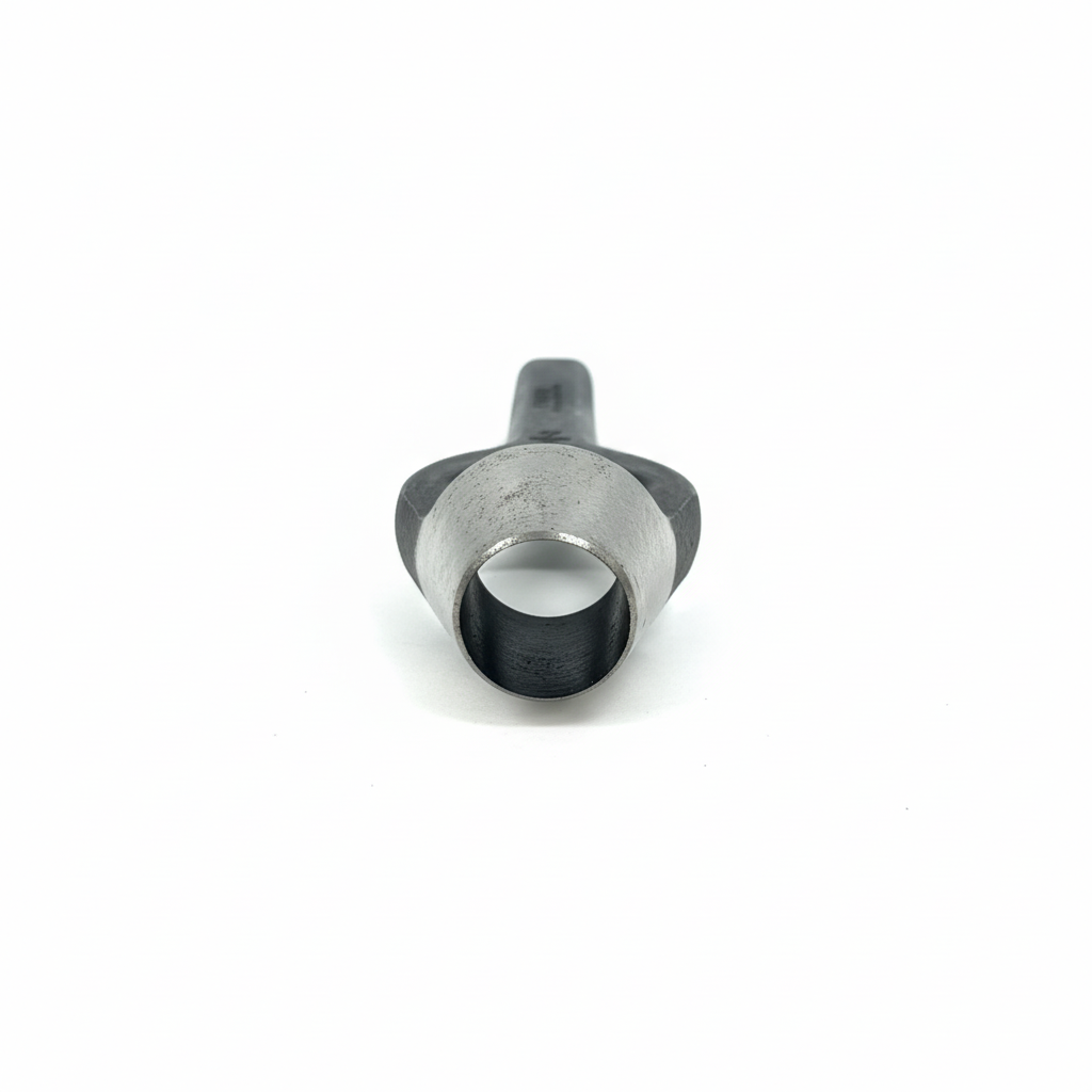 Hole punch tool front cutting end view on brilliant white background