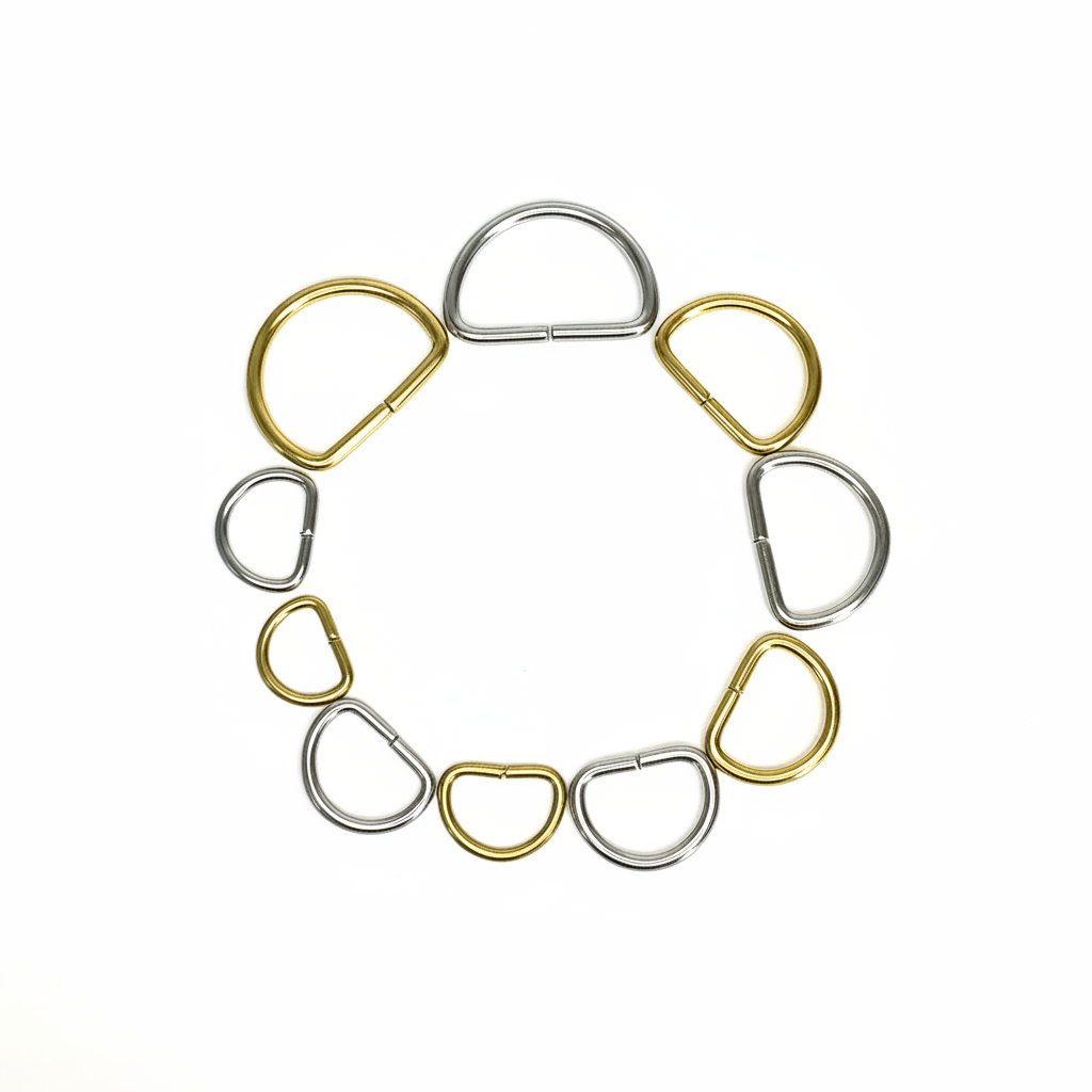 D-rings arranged in a circle on brilliant white background