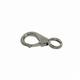 Single stainless steel fixed eye snap hook on brilliant white background