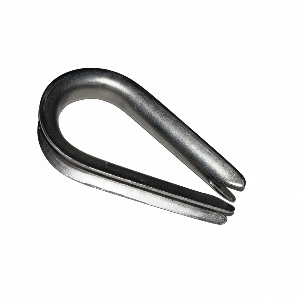Stainless steel wire rope thimble light pattern on brilliant white background