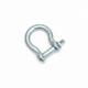 Single galvanised steel bow shackle with screw pin on brilliant white background