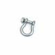 Small galvanised steel bow shackle with hex nut screw pin on brilliant white background