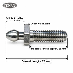 TENAX® M5 Threaded Ball Stud – Nickel-Plated Brass
