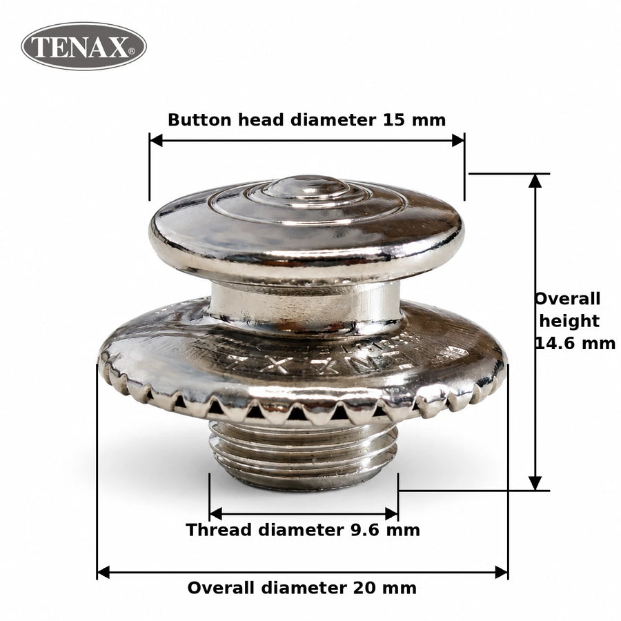 TENAX® Large Button 15mm | Nickel Plated | UK Made | Marine Canvas Fastener