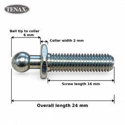 TENAX® 18S Threaded Ball Stud – 24mm Overall Length, 16mm Screw