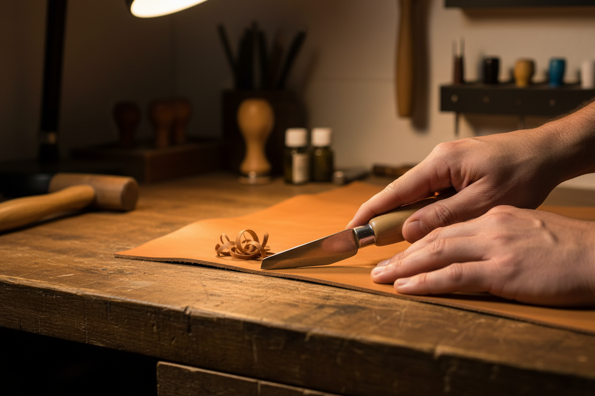 Skiving Knife in Use