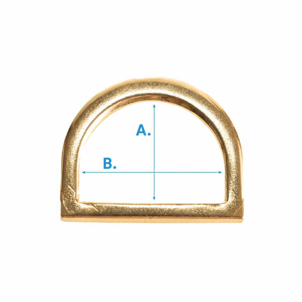 Solid Brass D Ring Measurement Diagram 1:1