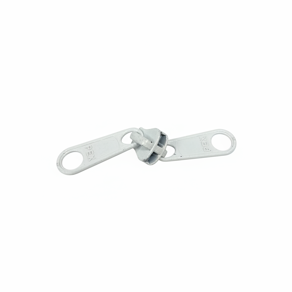White zip slider upscaled with white background
