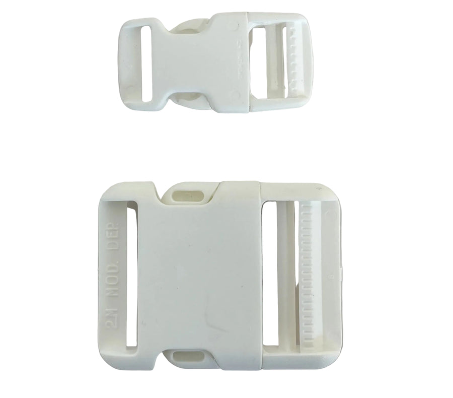 White Slide Squeeze Buckle 25mm 50mm